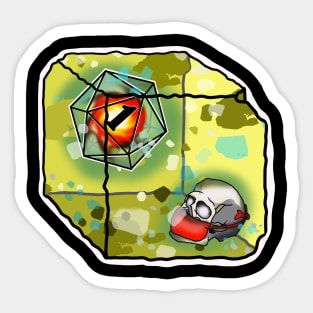 Skull wearing a face mask in a gelatinous cube Sticker